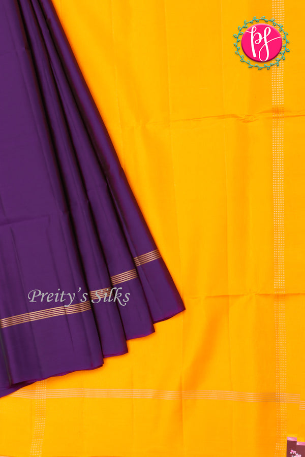 Kanchipuram Soft Silk Saree-Purple And Yellow-PA35021
