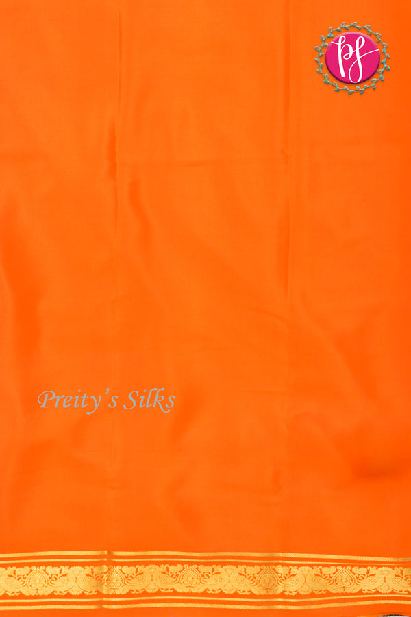 Pure Mysore Crepe Silk Saree -Black And Orange pink-PA01234