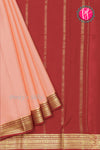 Pure Mysore Crepe Silk Saree- Pastel peach And Brickred-PA28937