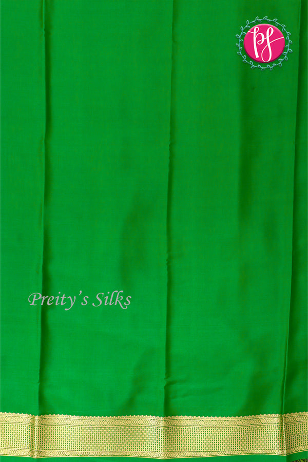 Pure Mysore Crepe Silk Saree -Coral Pink And Parrotgreen-PF82724