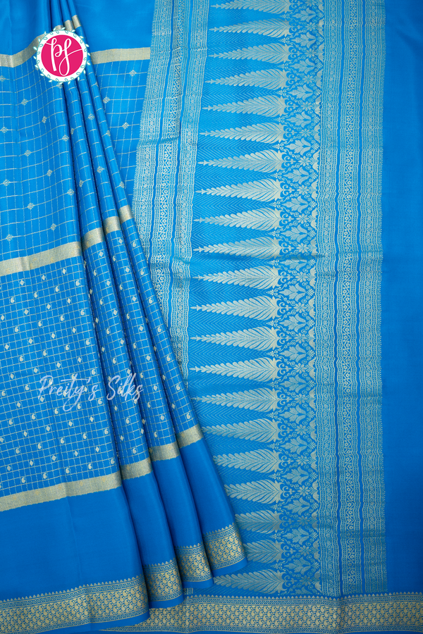Pure Mysore Crepe Silk Saree-Anandablue-PA57142