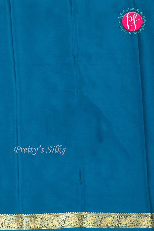 Pure Mysore Crepe Silk Saree-Tealblue-PA19804