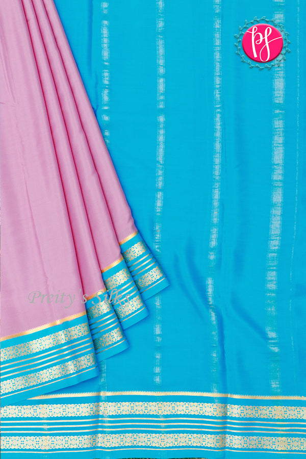 Pure Mysore Crepe Silk Saree-Mauve And TealbluePA29013