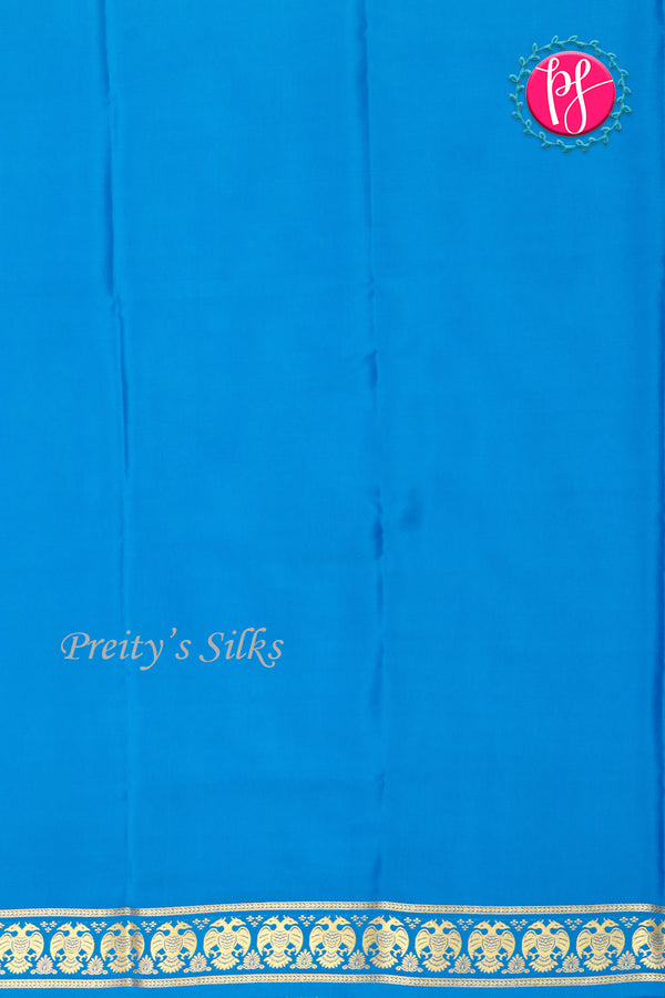 Pure Mysore Crepe Silk Saree-Gandaberunda Border-Anandablue-PA20598