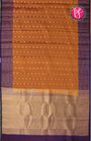 Pure Kanchipuram Silk Saree-Rust Orange With Deep Purple-PF68716