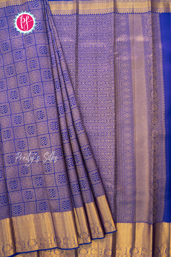 Pure Brocade Kanchipuram Silk Saree -Royalblue-PA56713