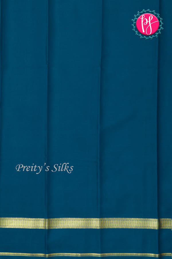 Pure Mysore Crepe Silk Saree-Peacockblue-PA21800