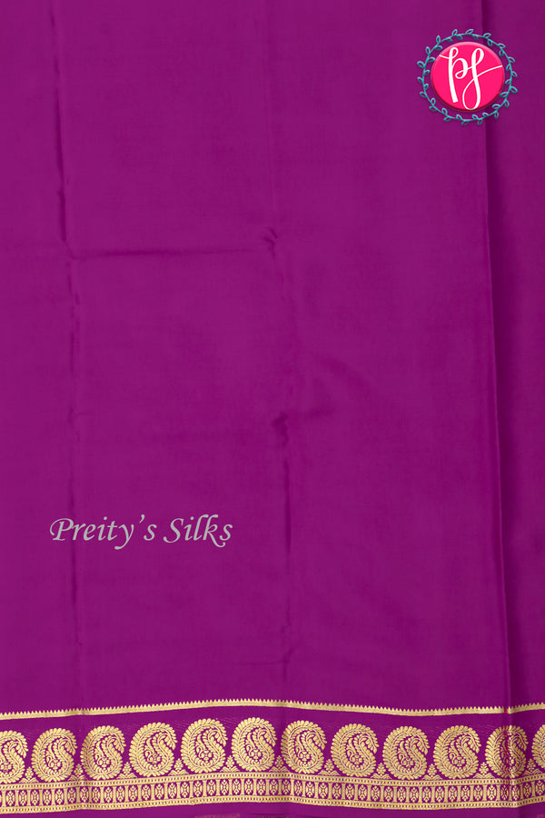 Pure Mysore Crepe Silk Saree-Sky Blue And Purple-PA20648