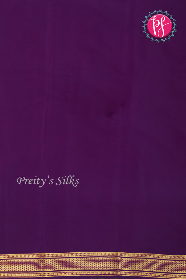 Pure Mysore Crepe Silk Saree -Peach AndDeep Violet Red-PA01211