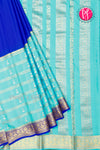 Pure Mysore Crepe Silk Saree-Royalblue And Skyblue-PA46832