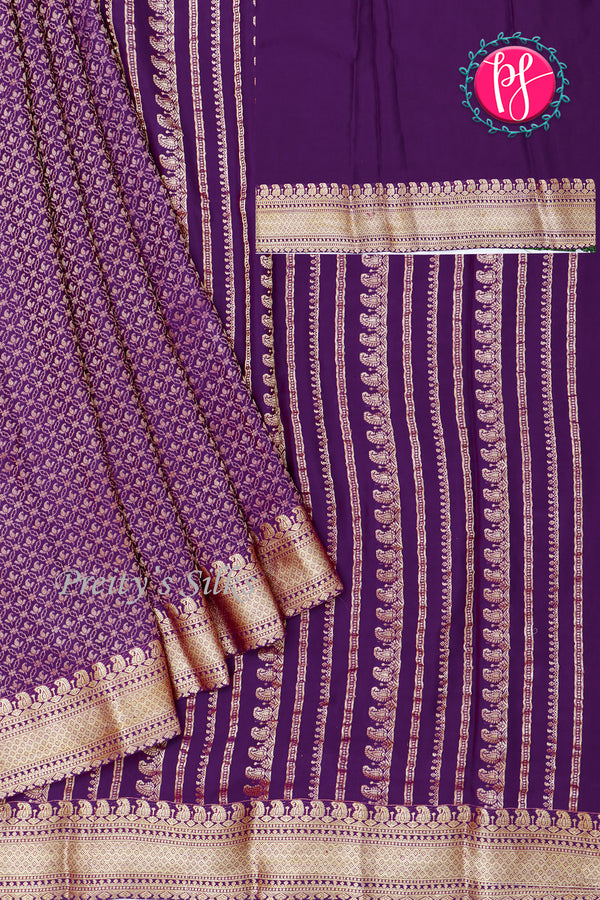 PURE KADDI BANARASI GEORGETTE SILK SAREE-PA23868