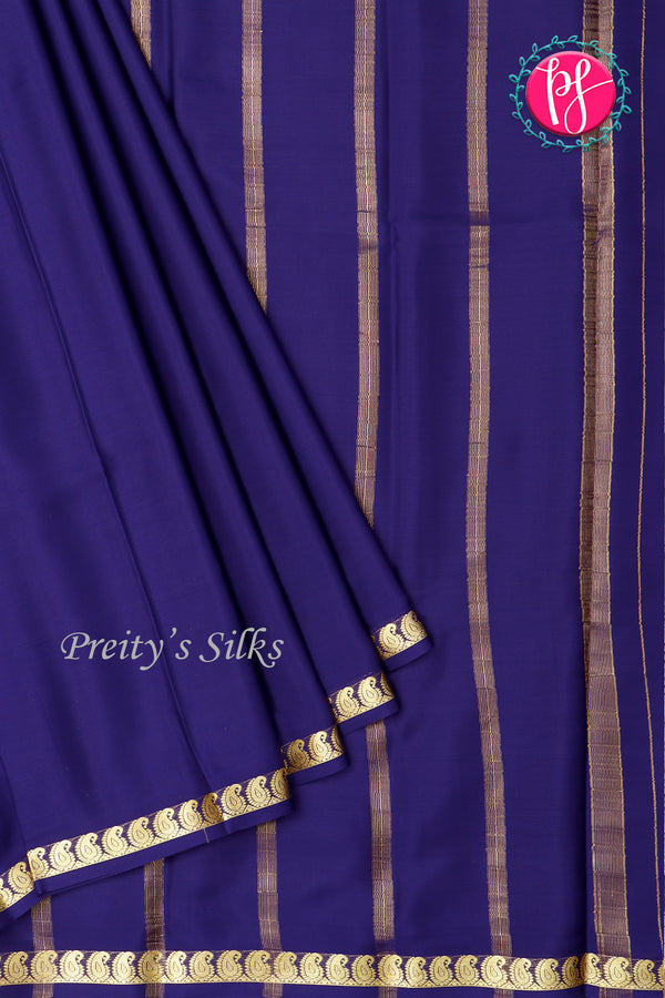 Pure Mysore Crepe Silk Saree-Navyblue-PA21766