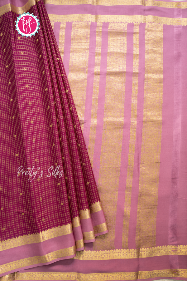 Pure Mysore Crepe Silk Saree-Deepmejentapink And Onionpink- PA56208