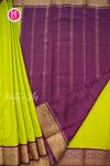 Pure Mysore Crepe Silk Saree-Olive green And Wine-PA55397