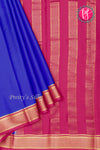 Pure Mysore Crepe Silk Saree-Roalblue And Pink- PA22389