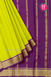 Pure Mysore Crepe Silk Saree-Neon Lime And Deepvoilet-PA28744