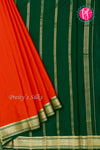 Pure Mysore Crepe Silk Saree-Rustred And Bottlegreen- PA34000