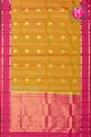 Half Pure Kanchipuram Silk Saree-Mustardyellow And Pink-PA24684