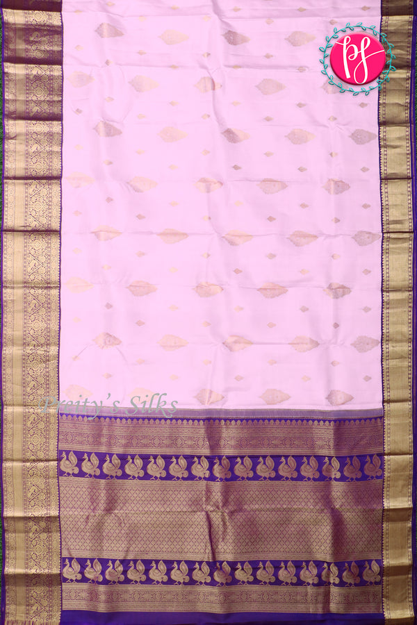 Pure Kanchipuram Silk Saree-LightLavender And Deeppurple-PA23552