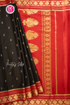 Pure Mysore Crepe Silk Saree-Black And Red-PA56162
