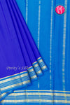 Pure Mysore Crepe Silk Saree-Royalblue And Tealblue- PA34176