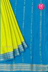 Pure Mysore Crepe Silk Saree-Olivegreen And Tealblue-PA28981