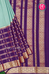 Pure Mysore Crepe Silk Saree-Pastelblue And Purple-PA46832