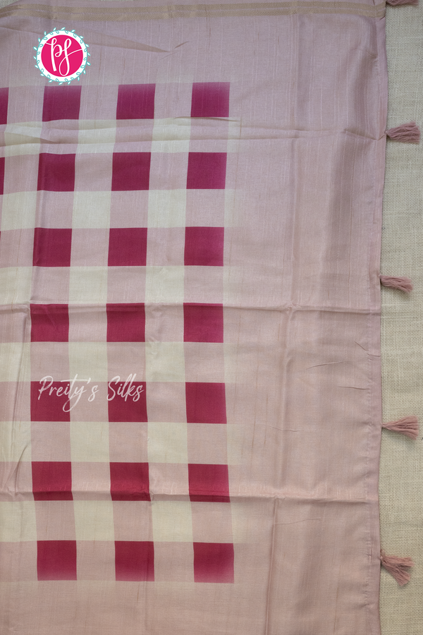 Soft Tussar Silk Saree with checks Pattern -PA55850
