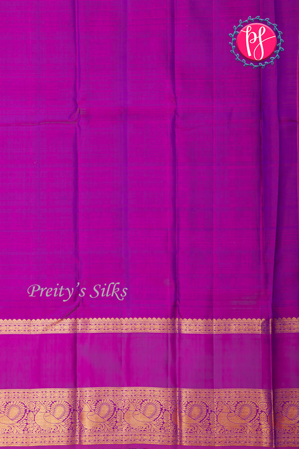 Pure Kanchipuram Silk Saree-TurquoiseAnd Deep Magenta-PA26221