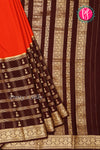 Pure Mysore Crepe Silk Saree-Rustorange And Chocolatebrown-PA46832