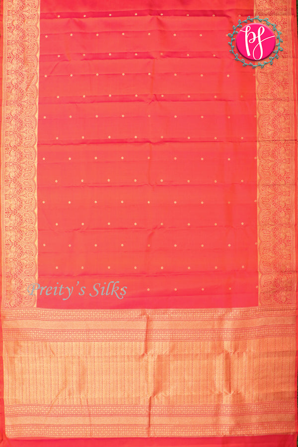 Pure Kanchipuram Silk Saree-Orange-PA20369