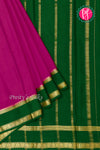 Pure Mysore Crepe Silk Saree-Pink And Green-PA22264