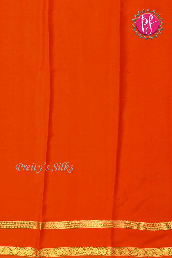 Pure Mysore Crepe Silk Saree -Light Green And Orange-PF82479