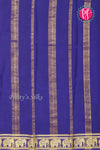 Pure Mysore Crepe Silk Saree- Contrast-Yellow And Navyblue-PA19804
