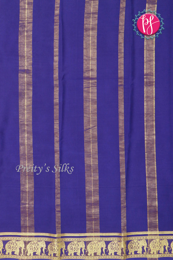 Pure Mysore Crepe Silk Saree- Contrast-Yellow And Navyblue-PA19804