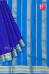 Pure Mysore Crepe Silk Saree-Royalblue And Tealblue-PA46766