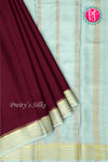 Pure Mysore Crepe Silk Saree-Deepmarron And Soft pastelbluePA28717