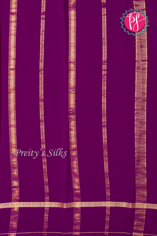 Pure Mysore Crepe Silk Saree-Deep Purple-PA19482