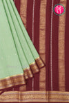 Pure Mysore Crepe Silk Saree-Mintgreen And Marron-PA46766