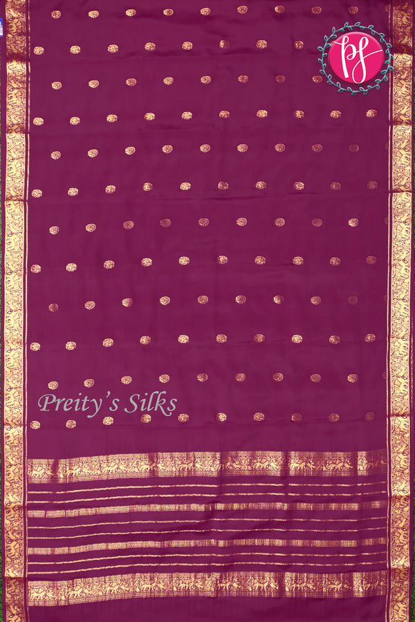 Pure Mysore Crepe Silk Saree-PF77430
