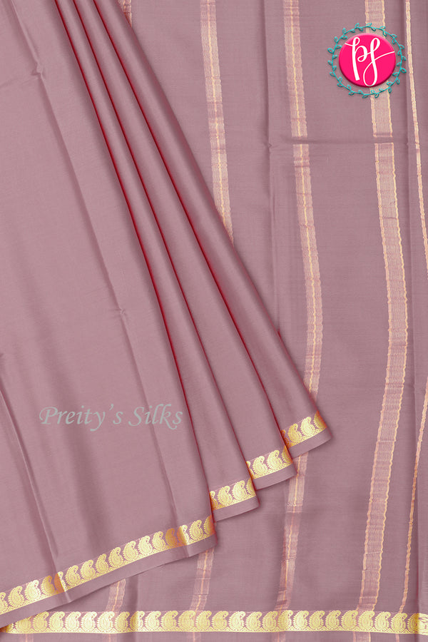 Pure Mysore Crepe Silk Saree-Greyishpink-PA21766