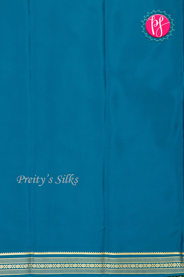 Pure Mysore Crepe Silk Saree -Peacock blue-PF46924