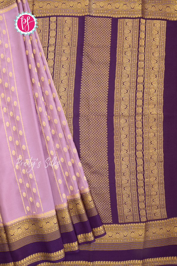 Pure Mysore Crepe Silk Saree-Lavender And Purple-PA57365