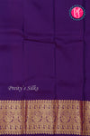 Half Pure Kanchipuram Silk Saree-White And Purple-PA25826