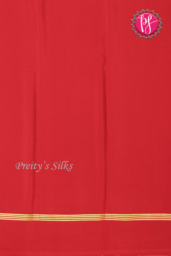 Pure Mysore Crepe Silk Saree Contrast PlainBorder -Green And Red-PA10788