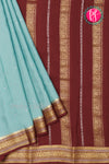 Pure Mysore Crepe Silk Saree-PowderBlue And Deepmarron-PA46766