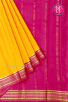 Pure Mysore Crepe Silk Saree-Yellow And Pink-PA28981
