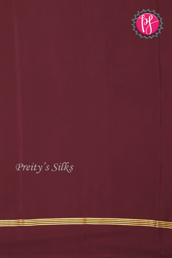 Pure Mysore Crepe Silk Saree Contrast PlainBorder -Rustorange And Maroon-PA10788