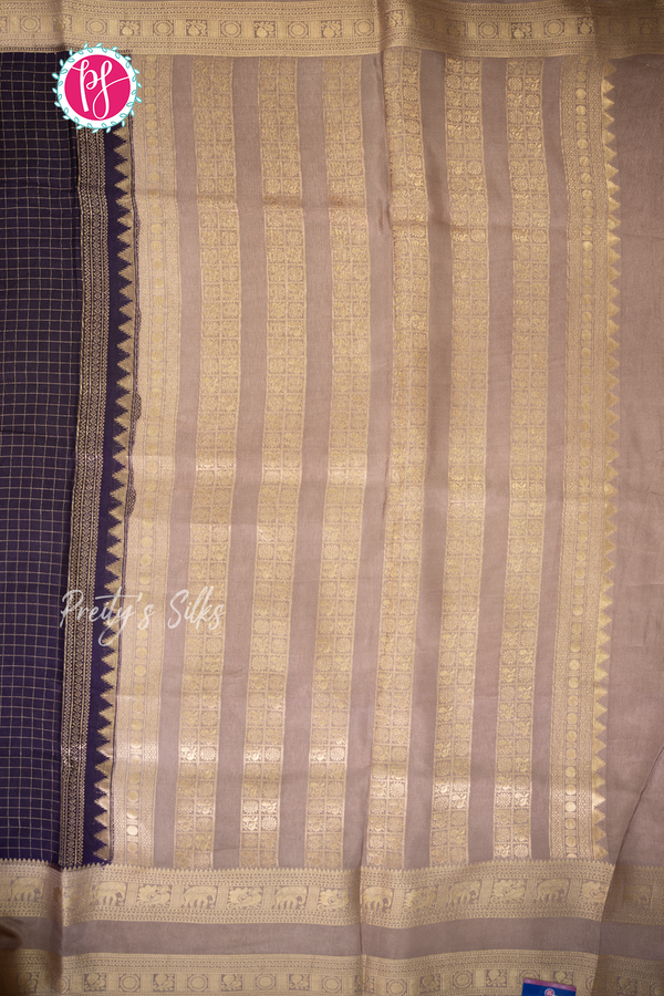 Munga Crepe Silk Saree with checks pattern- PA53740