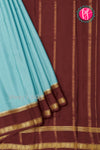 Pure Mysore Crepe Silk Saree-Turquoise And Maroon- PA22264
